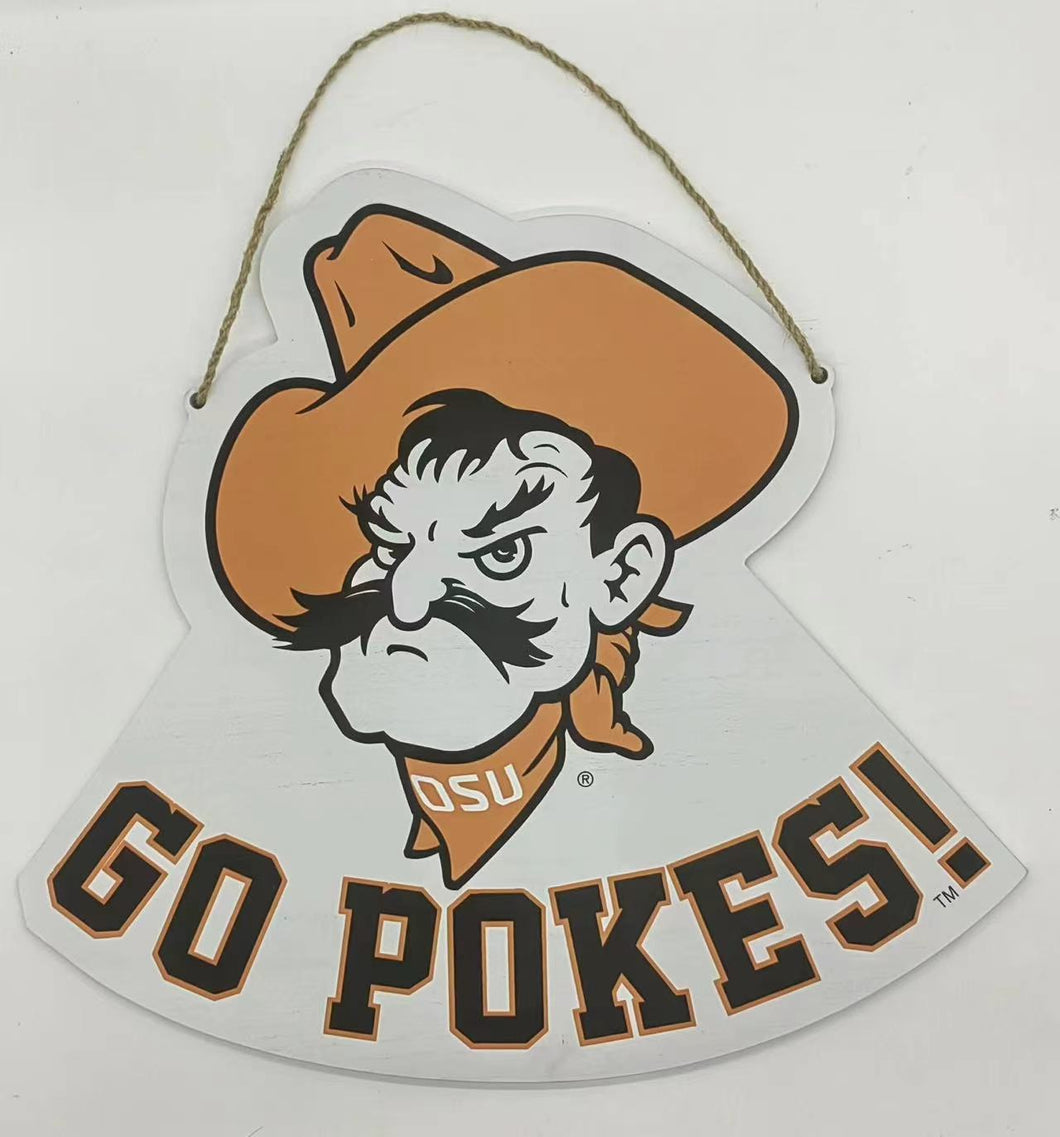 Oklahoma State Mascot Wood Door Hanger