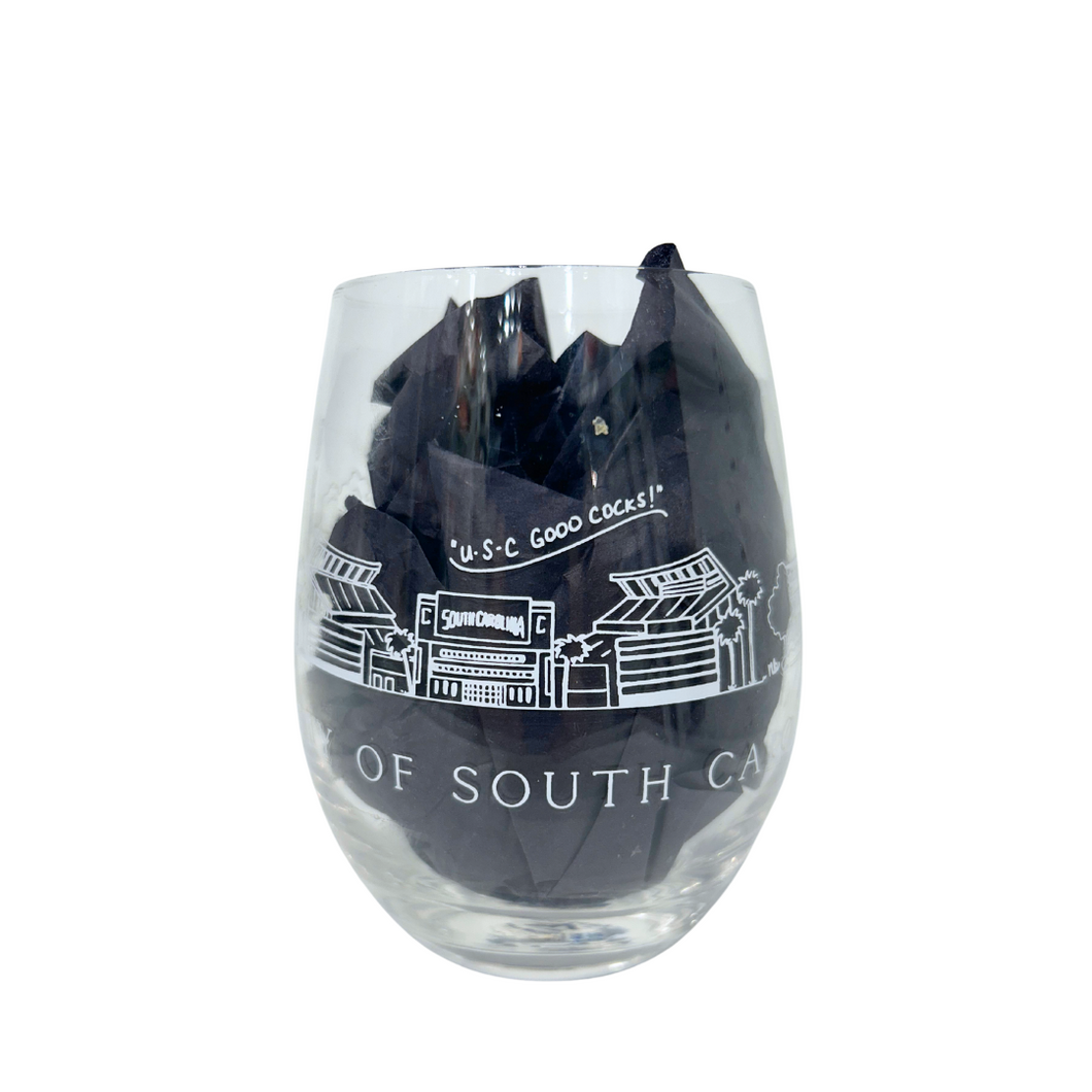 South Carolina Skyline Wine Glass