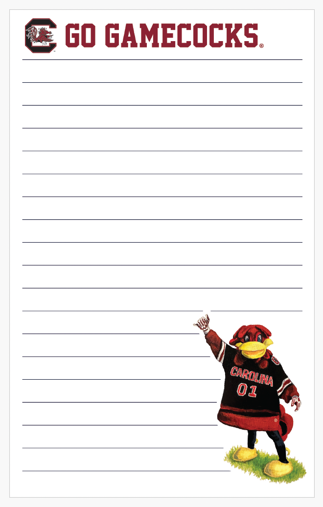 South Carolina Mascot 5x8 Notepad